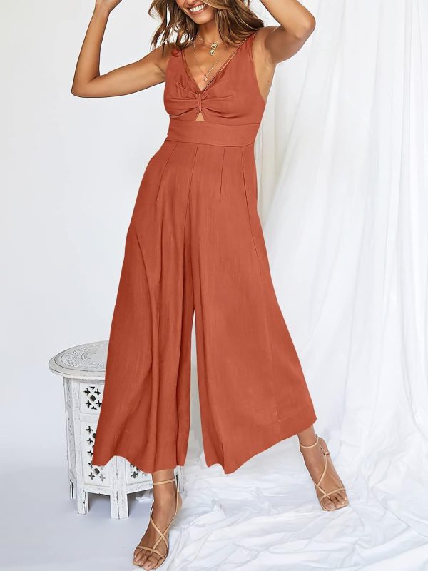 ANRABESS Women's Jumpsuits Summer Wide Leg Sleeveless V Neck Casual Dressy Linen Pants Rompers 2025 Vacation Beach Outfits - Image 29