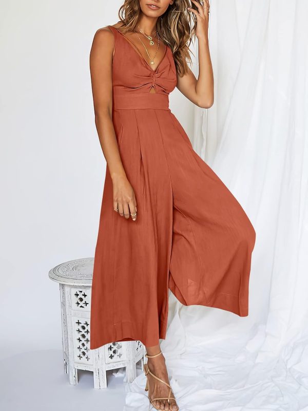 ANRABESS Women's Jumpsuits Summer Wide Leg Sleeveless V Neck Casual Dressy Linen Pants Rompers 2025 Vacation Beach Outfits - Image 31