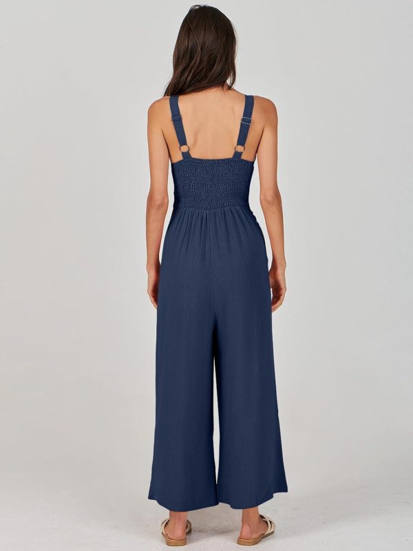 ANRABESS Women's Jumpsuits Summer Wide Leg Sleeveless V Neck Casual Dressy Linen Pants Rompers 2025 Vacation Beach Outfits - Image 42