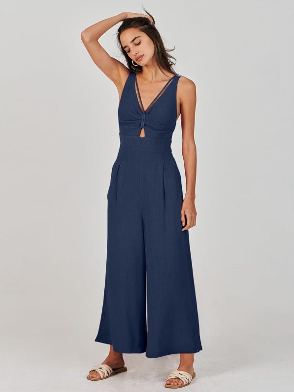 ANRABESS Women's Jumpsuits Summer Wide Leg Sleeveless V Neck Casual Dressy Linen Pants Rompers 2025 Vacation Beach Outfits - Image 44