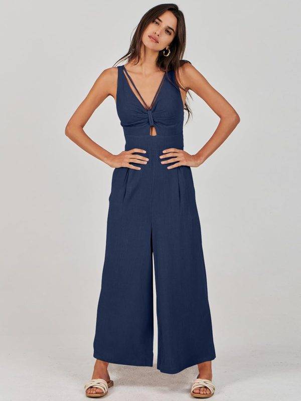 ANRABESS Women's Jumpsuits Summer Wide Leg Sleeveless V Neck Casual Dressy Linen Pants Rompers 2025 Vacation Beach Outfits - Image 45