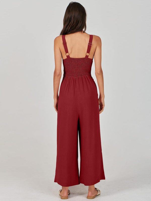 ANRABESS Women's Jumpsuits Summer Wide Leg Sleeveless V Neck Casual Dressy Linen Pants Rompers 2025 Vacation Beach Outfits - Image 51
