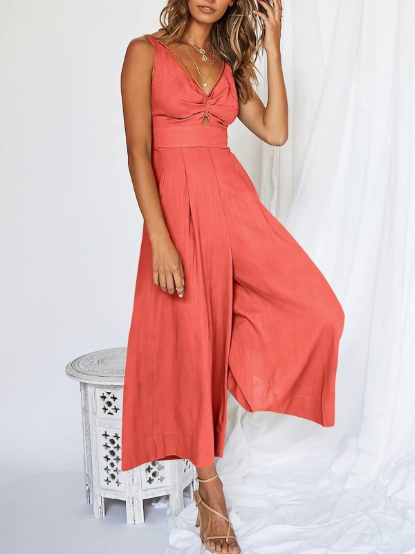 ANRABESS Women's Jumpsuits Summer Wide Leg Sleeveless V Neck Casual Dressy Linen Pants Rompers 2025 Vacation Beach Outfits - Image 57