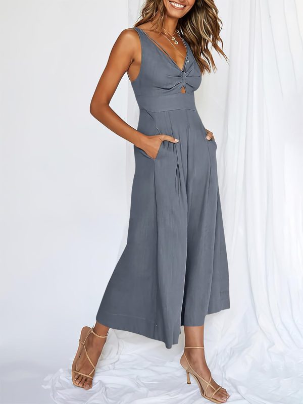 ANRABESS Women's Jumpsuits Summer Wide Leg Sleeveless V Neck Casual Dressy Linen Pants Rompers 2025 Vacation Beach Outfits - Image 66