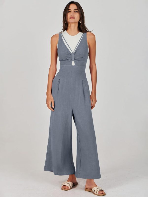 ANRABESS Women's Jumpsuits Summer Wide Leg Sleeveless V Neck Casual Dressy Linen Pants Rompers 2025 Vacation Beach Outfits - Image 67