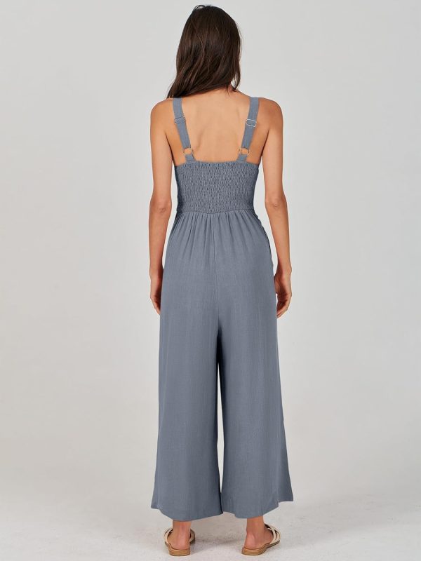 ANRABESS Women's Jumpsuits Summer Wide Leg Sleeveless V Neck Casual Dressy Linen Pants Rompers 2025 Vacation Beach Outfits - Image 68