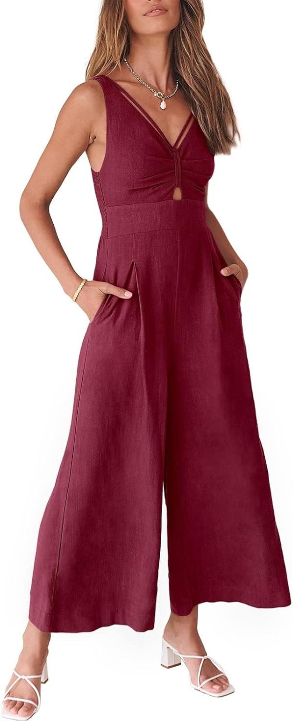 ANRABESS Women's Jumpsuits Summer Wide Leg Sleeveless V Neck Casual Dressy Linen Pants Rompers 2025 Vacation Beach Outfits - Image 72