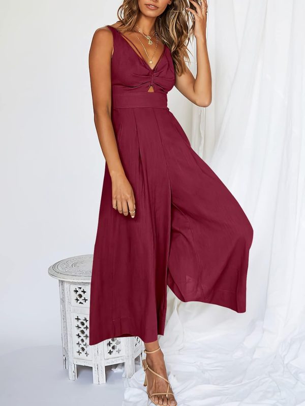 ANRABESS Women's Jumpsuits Summer Wide Leg Sleeveless V Neck Casual Dressy Linen Pants Rompers 2025 Vacation Beach Outfits - Image 74