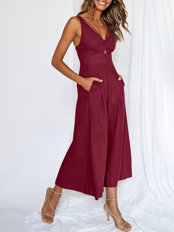 ANRABESS Women's Jumpsuits Summer Wide Leg Sleeveless V Neck Casual Dressy Linen Pants Rompers 2025 Vacation Beach Outfits - Image 75