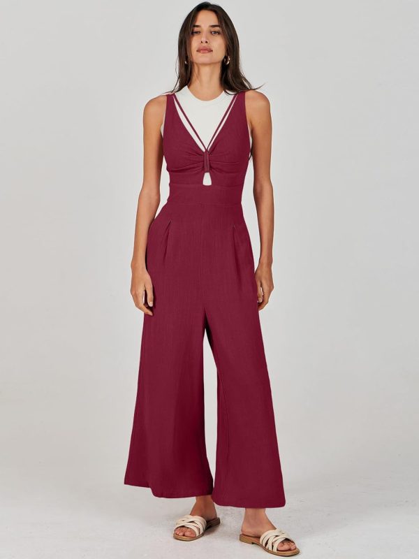 ANRABESS Women's Jumpsuits Summer Wide Leg Sleeveless V Neck Casual Dressy Linen Pants Rompers 2025 Vacation Beach Outfits - Image 76