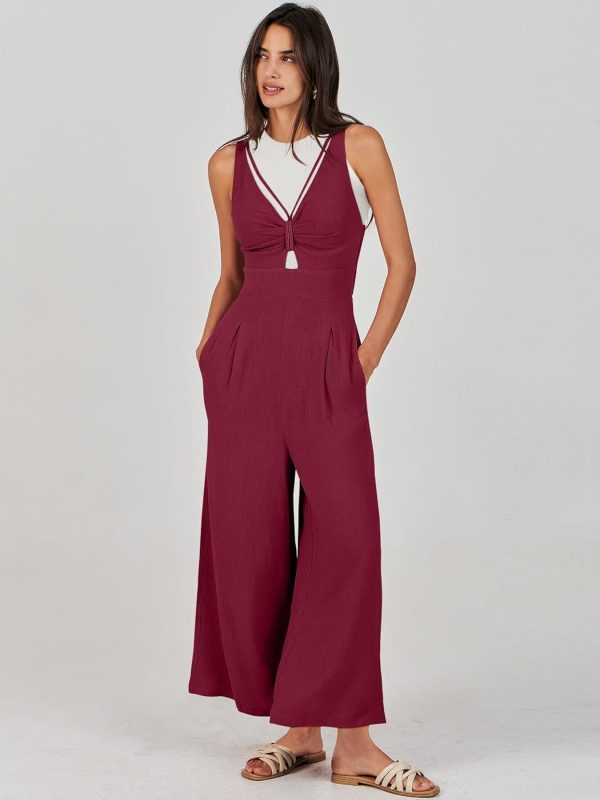 ANRABESS Women's Jumpsuits Summer Wide Leg Sleeveless V Neck Casual Dressy Linen Pants Rompers 2025 Vacation Beach Outfits - Image 78