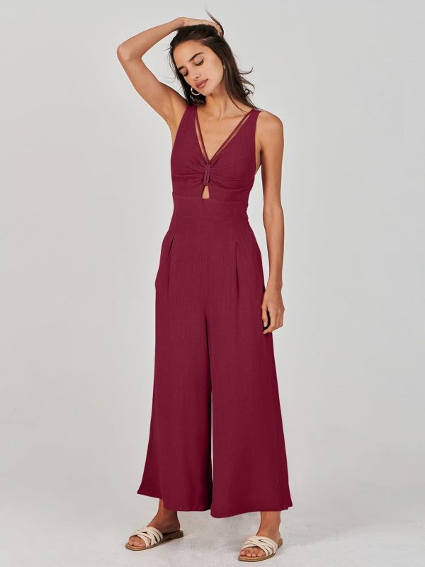 ANRABESS Women's Jumpsuits Summer Wide Leg Sleeveless V Neck Casual Dressy Linen Pants Rompers 2025 Vacation Beach Outfits - Image 79