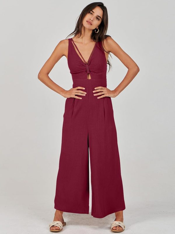 ANRABESS Women's Jumpsuits Summer Wide Leg Sleeveless V Neck Casual Dressy Linen Pants Rompers 2025 Vacation Beach Outfits - Image 80
