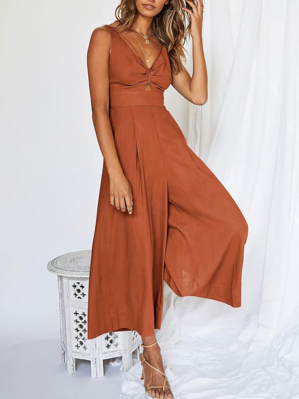 ANRABESS Women's Jumpsuits Summer Wide Leg Sleeveless V Neck Casual Dressy Linen Pants Rompers 2025 Vacation Beach Outfits - Image 83