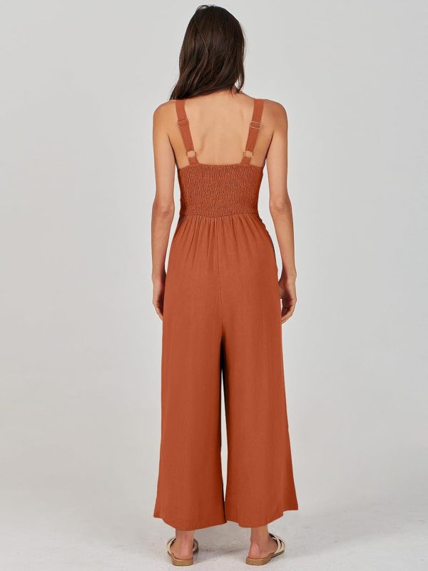 ANRABESS Women's Jumpsuits Summer Wide Leg Sleeveless V Neck Casual Dressy Linen Pants Rompers 2025 Vacation Beach Outfits - Image 86