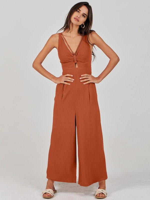 ANRABESS Women's Jumpsuits Summer Wide Leg Sleeveless V Neck Casual Dressy Linen Pants Rompers 2025 Vacation Beach Outfits - Image 89