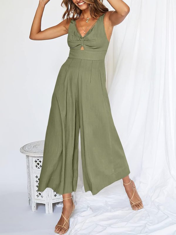 ANRABESS Women's Jumpsuits Summer Wide Leg Sleeveless V Neck Casual Dressy Linen Pants Rompers 2025 Vacation Beach Outfits - Image 91