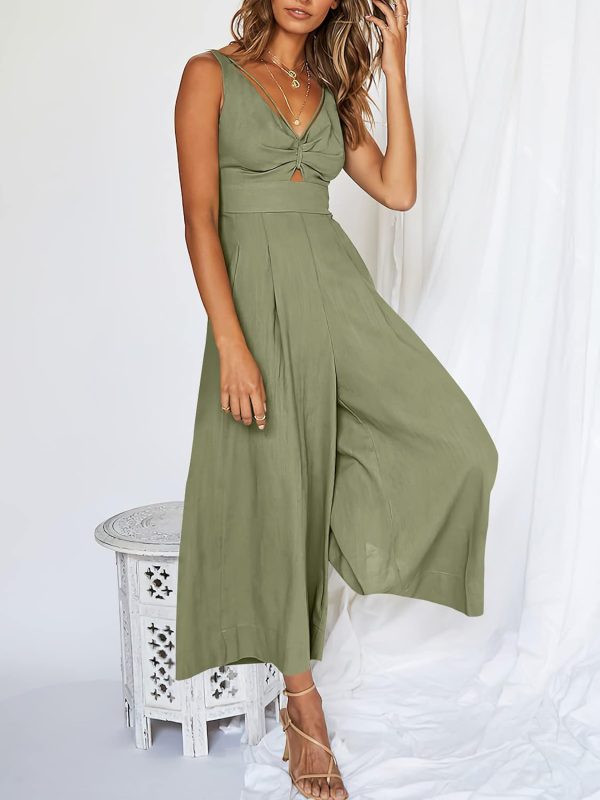 ANRABESS Women's Jumpsuits Summer Wide Leg Sleeveless V Neck Casual Dressy Linen Pants Rompers 2025 Vacation Beach Outfits - Image 93