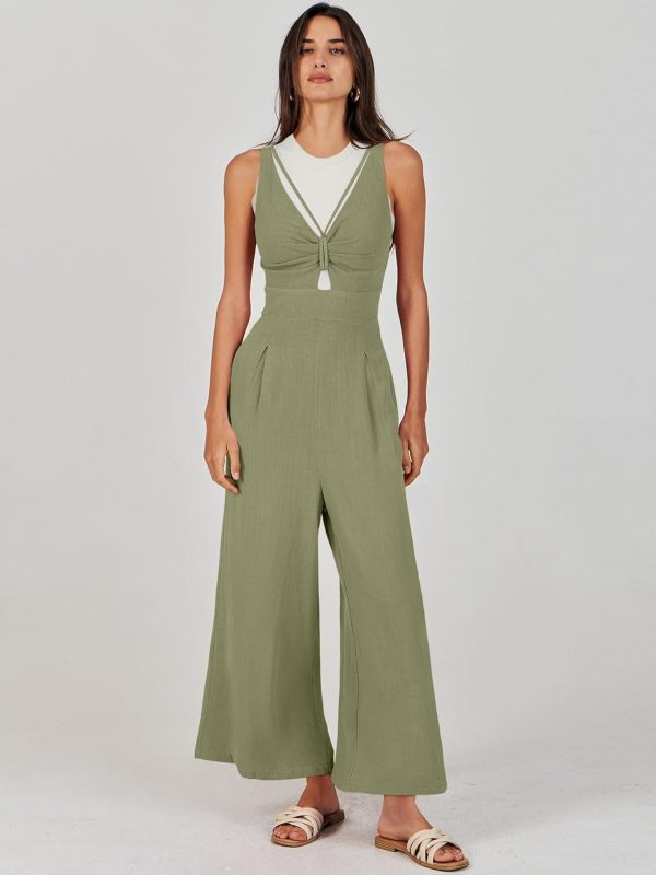 ANRABESS Women's Jumpsuits Summer Wide Leg Sleeveless V Neck Casual Dressy Linen Pants Rompers 2025 Vacation Beach Outfits - Image 94