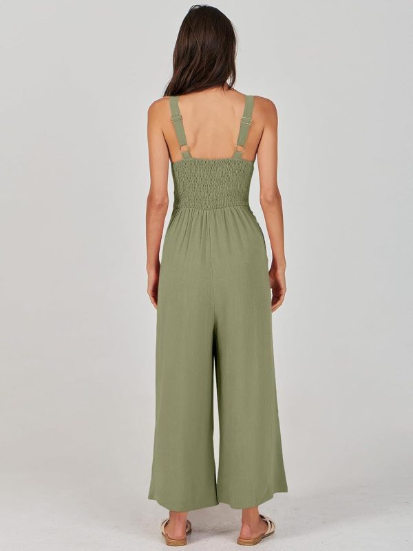 ANRABESS Women's Jumpsuits Summer Wide Leg Sleeveless V Neck Casual Dressy Linen Pants Rompers 2025 Vacation Beach Outfits - Image 95