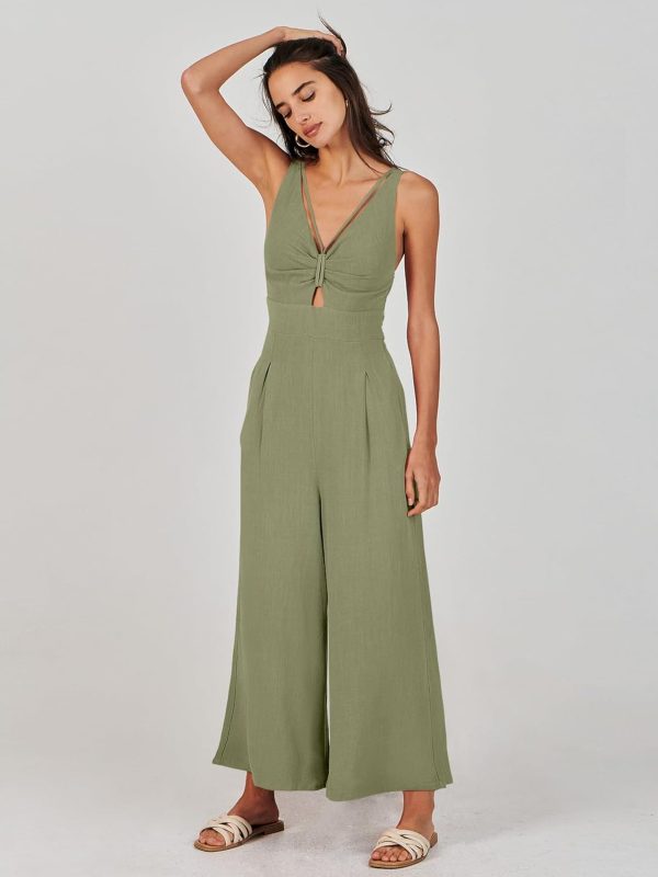ANRABESS Women's Jumpsuits Summer Wide Leg Sleeveless V Neck Casual Dressy Linen Pants Rompers 2025 Vacation Beach Outfits - Image 97