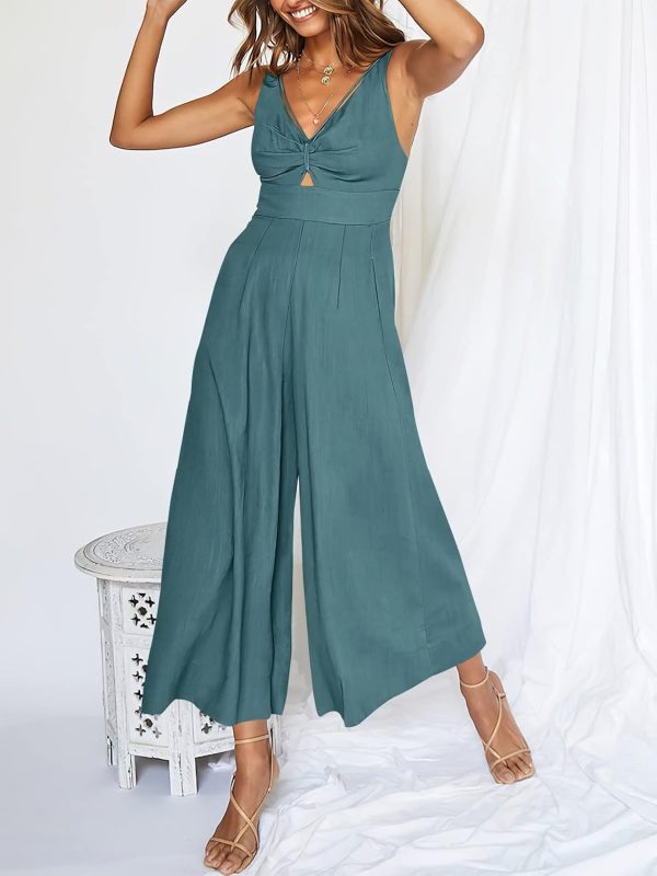 ANRABESS Women's Jumpsuits Summer Wide Leg Sleeveless V Neck Casual Dressy Linen Pants Rompers 2025 Vacation Beach Outfits - Image 100