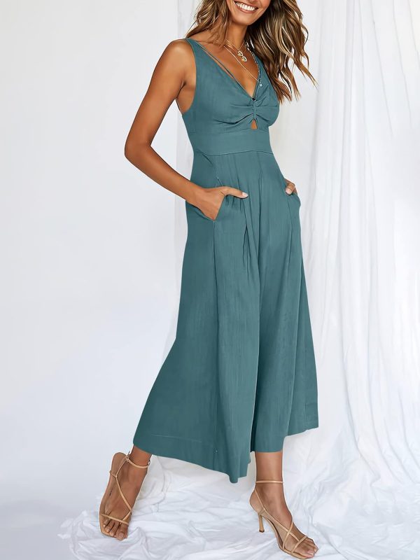 ANRABESS Women's Jumpsuits Summer Wide Leg Sleeveless V Neck Casual Dressy Linen Pants Rompers 2025 Vacation Beach Outfits - Image 101