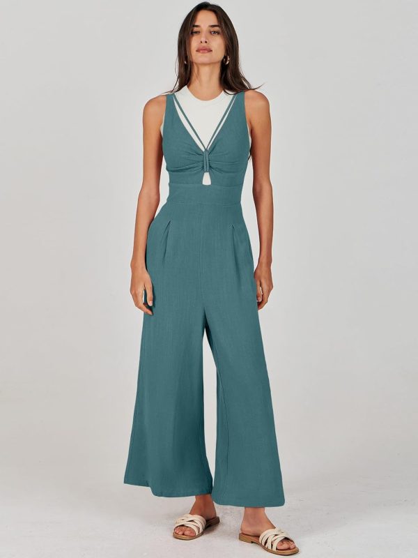 ANRABESS Women's Jumpsuits Summer Wide Leg Sleeveless V Neck Casual Dressy Linen Pants Rompers 2025 Vacation Beach Outfits - Image 103