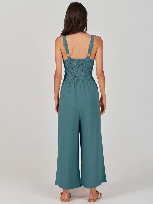 ANRABESS Women's Jumpsuits Summer Wide Leg Sleeveless V Neck Casual Dressy Linen Pants Rompers 2025 Vacation Beach Outfits - Image 104