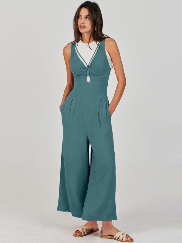 ANRABESS Women's Jumpsuits Summer Wide Leg Sleeveless V Neck Casual Dressy Linen Pants Rompers 2025 Vacation Beach Outfits - Image 105