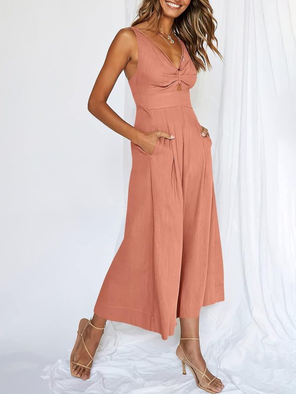 ANRABESS Women's Jumpsuits Summer Wide Leg Sleeveless V Neck Casual Dressy Linen Pants Rompers 2025 Vacation Beach Outfits - Image 111