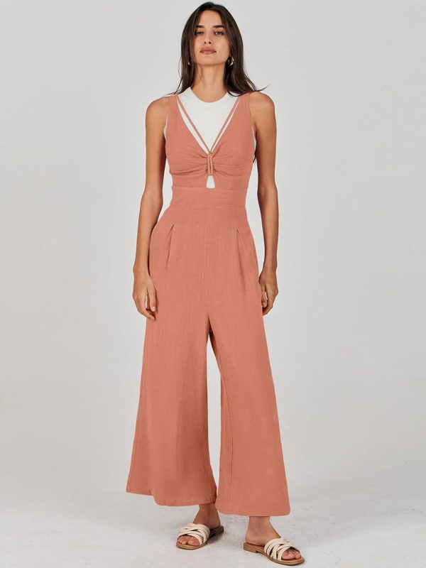 ANRABESS Women's Jumpsuits Summer Wide Leg Sleeveless V Neck Casual Dressy Linen Pants Rompers 2025 Vacation Beach Outfits - Image 112
