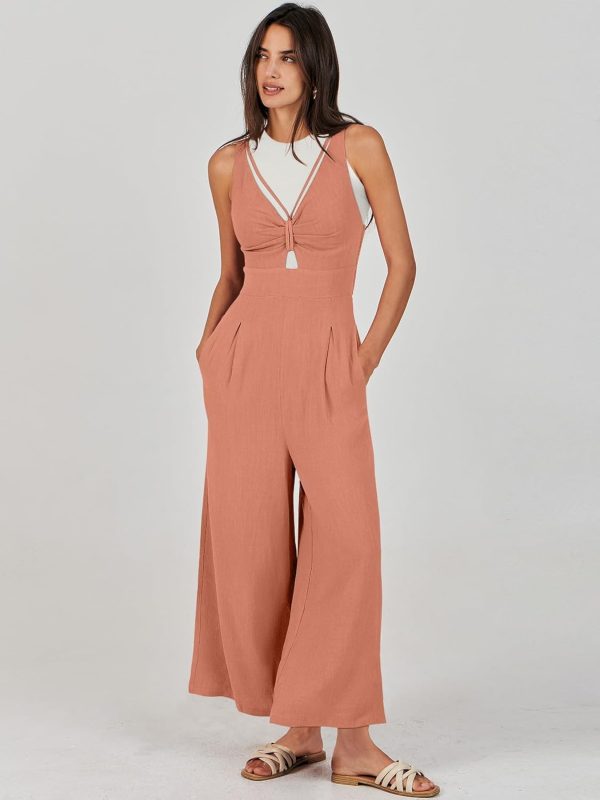 ANRABESS Women's Jumpsuits Summer Wide Leg Sleeveless V Neck Casual Dressy Linen Pants Rompers 2025 Vacation Beach Outfits - Image 114