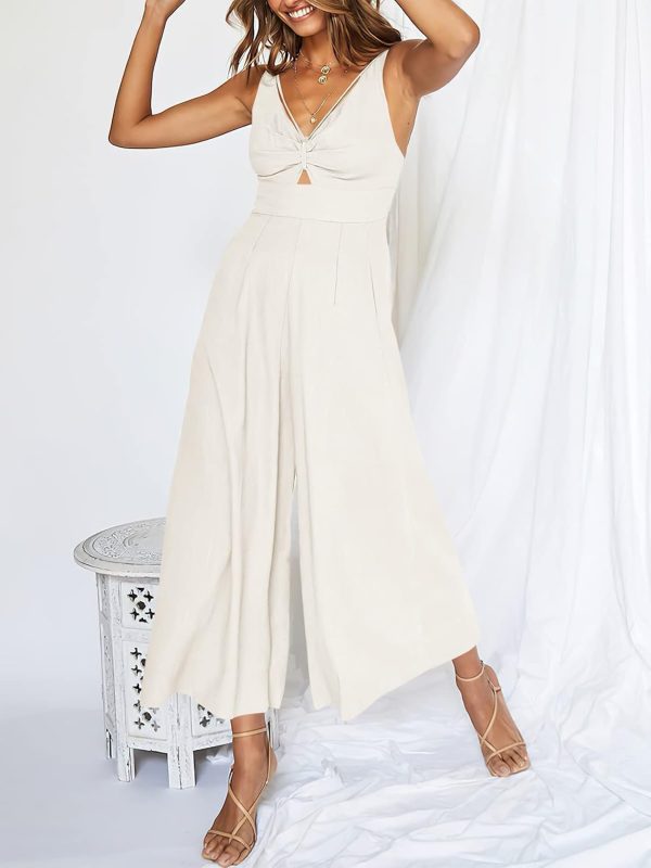 ANRABESS Women's Jumpsuits Summer Wide Leg Sleeveless V Neck Casual Dressy Linen Pants Rompers 2025 Vacation Beach Outfits - Image 118