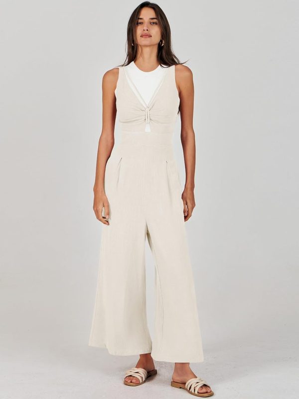 ANRABESS Women's Jumpsuits Summer Wide Leg Sleeveless V Neck Casual Dressy Linen Pants Rompers 2025 Vacation Beach Outfits - Image 121