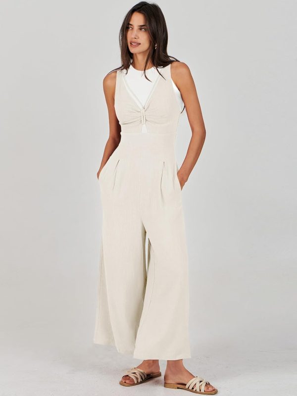 ANRABESS Women's Jumpsuits Summer Wide Leg Sleeveless V Neck Casual Dressy Linen Pants Rompers 2025 Vacation Beach Outfits - Image 123