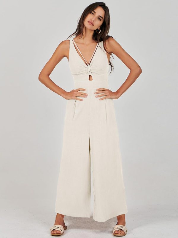 ANRABESS Women's Jumpsuits Summer Wide Leg Sleeveless V Neck Casual Dressy Linen Pants Rompers 2025 Vacation Beach Outfits - Image 125