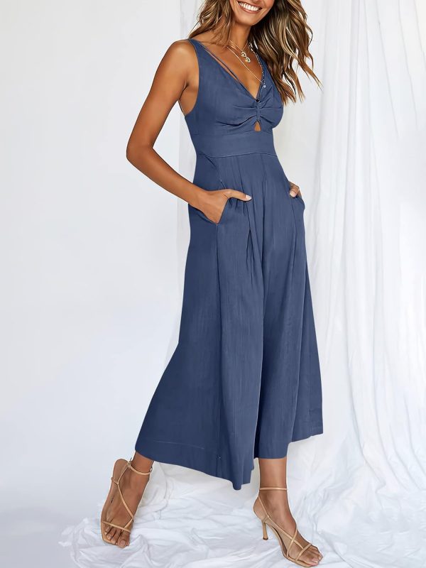 ANRABESS Women's Jumpsuits Summer Wide Leg Sleeveless V Neck Casual Dressy Linen Pants Rompers 2025 Vacation Beach Outfits - Image 128