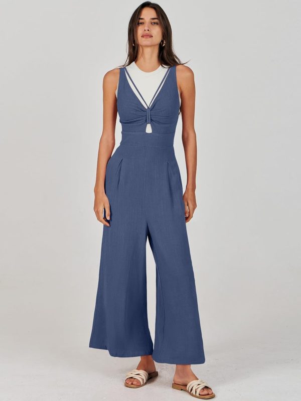 ANRABESS Women's Jumpsuits Summer Wide Leg Sleeveless V Neck Casual Dressy Linen Pants Rompers 2025 Vacation Beach Outfits - Image 130