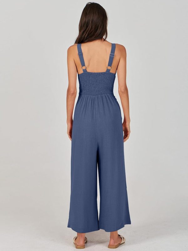 ANRABESS Women's Jumpsuits Summer Wide Leg Sleeveless V Neck Casual Dressy Linen Pants Rompers 2025 Vacation Beach Outfits - Image 131