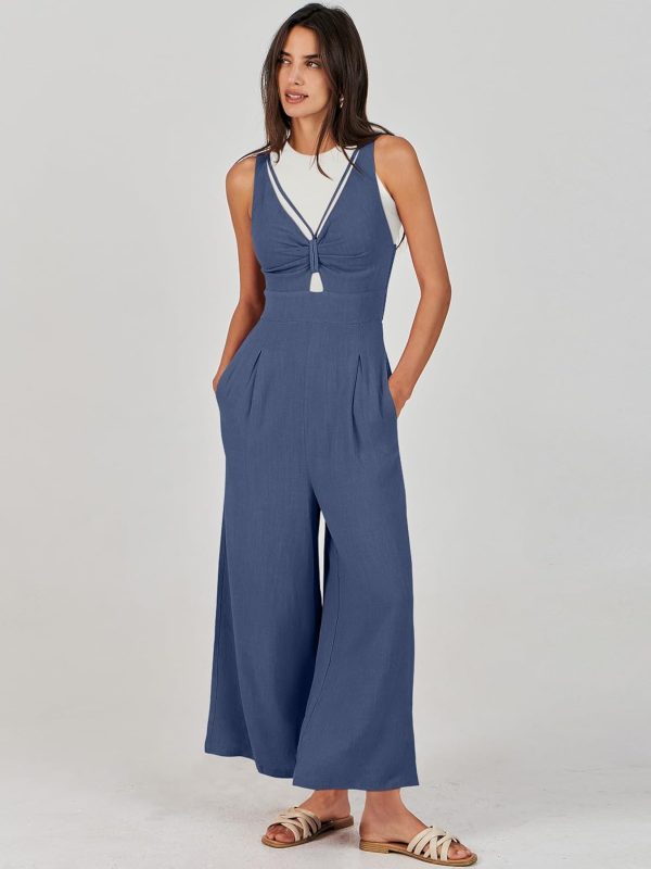 ANRABESS Women's Jumpsuits Summer Wide Leg Sleeveless V Neck Casual Dressy Linen Pants Rompers 2025 Vacation Beach Outfits - Image 132
