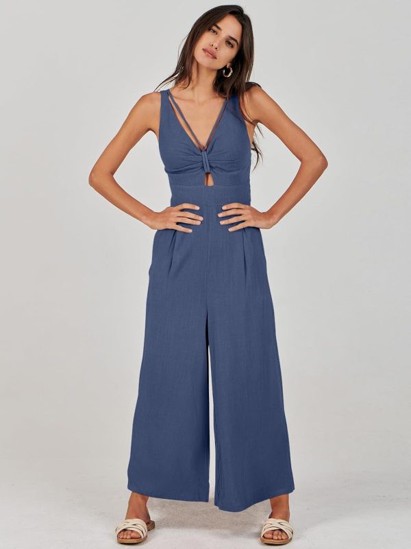 ANRABESS Women's Jumpsuits Summer Wide Leg Sleeveless V Neck Casual Dressy Linen Pants Rompers 2025 Vacation Beach Outfits - Image 134