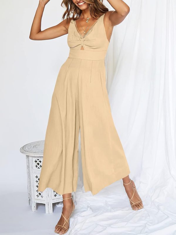 ANRABESS Women's Jumpsuits Summer Wide Leg Sleeveless V Neck Casual Dressy Linen Pants Rompers 2025 Vacation Beach Outfits - Image 136
