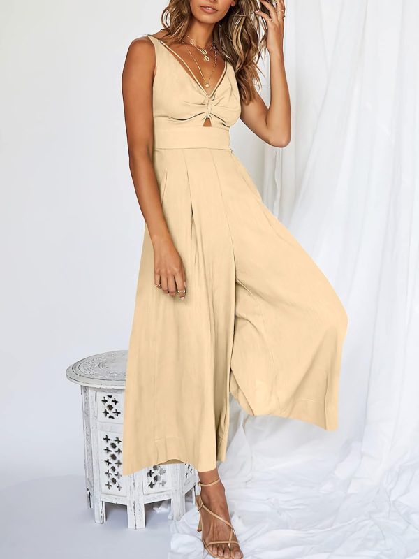 ANRABESS Women's Jumpsuits Summer Wide Leg Sleeveless V Neck Casual Dressy Linen Pants Rompers 2025 Vacation Beach Outfits - Image 137