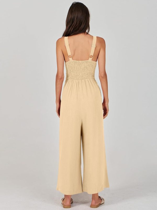 ANRABESS Women's Jumpsuits Summer Wide Leg Sleeveless V Neck Casual Dressy Linen Pants Rompers 2025 Vacation Beach Outfits - Image 140
