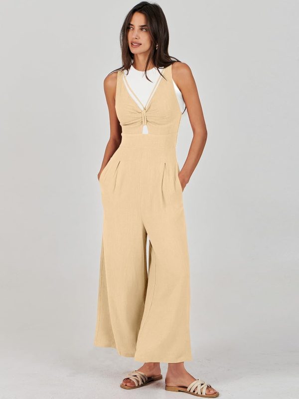 ANRABESS Women's Jumpsuits Summer Wide Leg Sleeveless V Neck Casual Dressy Linen Pants Rompers 2025 Vacation Beach Outfits - Image 141