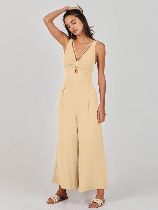 ANRABESS Women's Jumpsuits Summer Wide Leg Sleeveless V Neck Casual Dressy Linen Pants Rompers 2025 Vacation Beach Outfits - Image 142