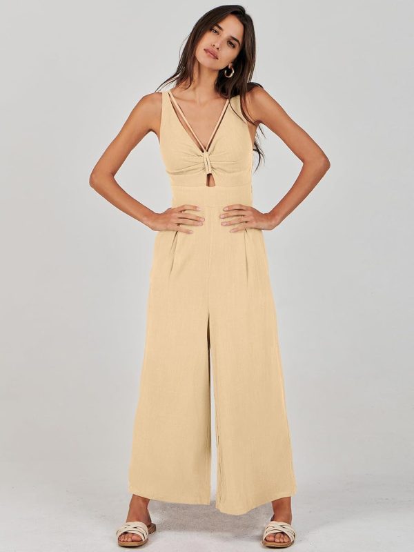 ANRABESS Women's Jumpsuits Summer Wide Leg Sleeveless V Neck Casual Dressy Linen Pants Rompers 2025 Vacation Beach Outfits - Image 143