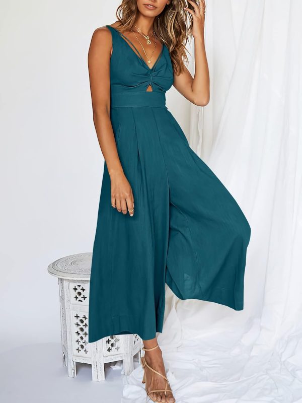 ANRABESS Women's Jumpsuits Summer Wide Leg Sleeveless V Neck Casual Dressy Linen Pants Rompers 2025 Vacation Beach Outfits - Image 146