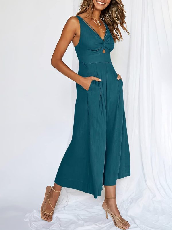 ANRABESS Women's Jumpsuits Summer Wide Leg Sleeveless V Neck Casual Dressy Linen Pants Rompers 2025 Vacation Beach Outfits - Image 147